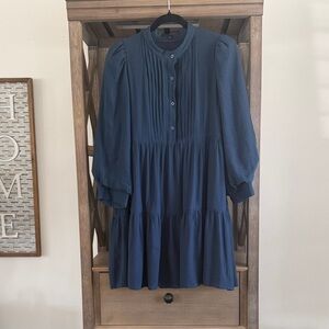 Chic Long Sleeve Navy Dress